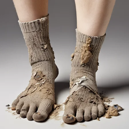 photo of human foot, dirty sock, extremely detailed,, crusty, gross, feet, feet in socks, single foot
