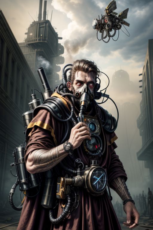 ((masterpiece,best quality)), absurdres, BREAK
mechanical arms, black robes, hood, BREAK
((techpriest)), cyborg, mechanical face, mechanical limbs, gas mask, mechanical tentacles, (mechanical backpack), BREAK
1other, solo, holding pistol, firearm, handgun, pistol, gun, BREAK
factory background, smoggy sky, air pollution, smokestacks, BREAK
(style-rustmagic),