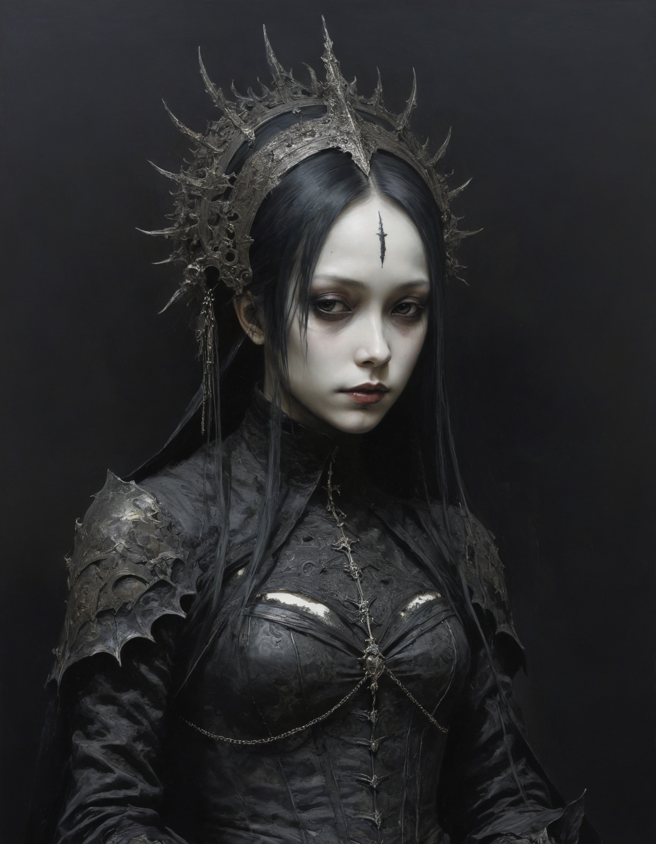by Tsutomu Nihei,  (gothic but extremely beautiful:1.4), (masterpiece, best quality:1.4) , in the style of nicola samori,
<lora:epi_noiseoffset2:0.5> <lora:add-detail-xl:1> <lora:xl_more_art-full_v1:0.5>  <lora:NicolaSamori:0.7>