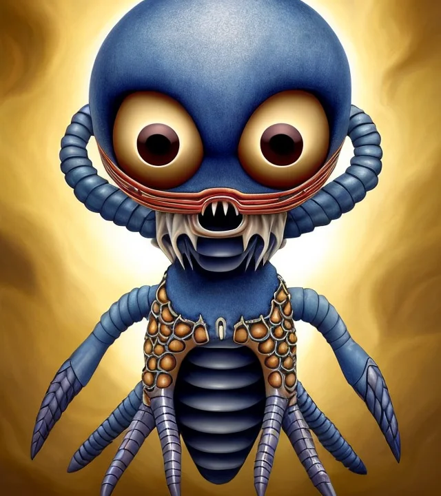 A creepy alien predator, Very detailed, clean, high quality, sharp image, Naoto Hattori, "based on H.P Lovecraft stories"