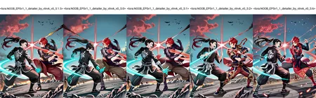 split theme, 2boys, martial arts, rivalry, red theme, blue theme, fighting stance, battlefield, fantasy, wuxia,
satou kuuki, momoko \(momopoco\), yusha m, dishwasher1910, kcar66t, torino aqua, shunichi, ebifurya,
masterpiece,best quality,amazing quality,very aesthetic,absurdres,newest, anime screenshot, crisp, sharp,
<lora:NOOB_EPSv1_1_detailer_by_vlnvk_v0_5:1.5>