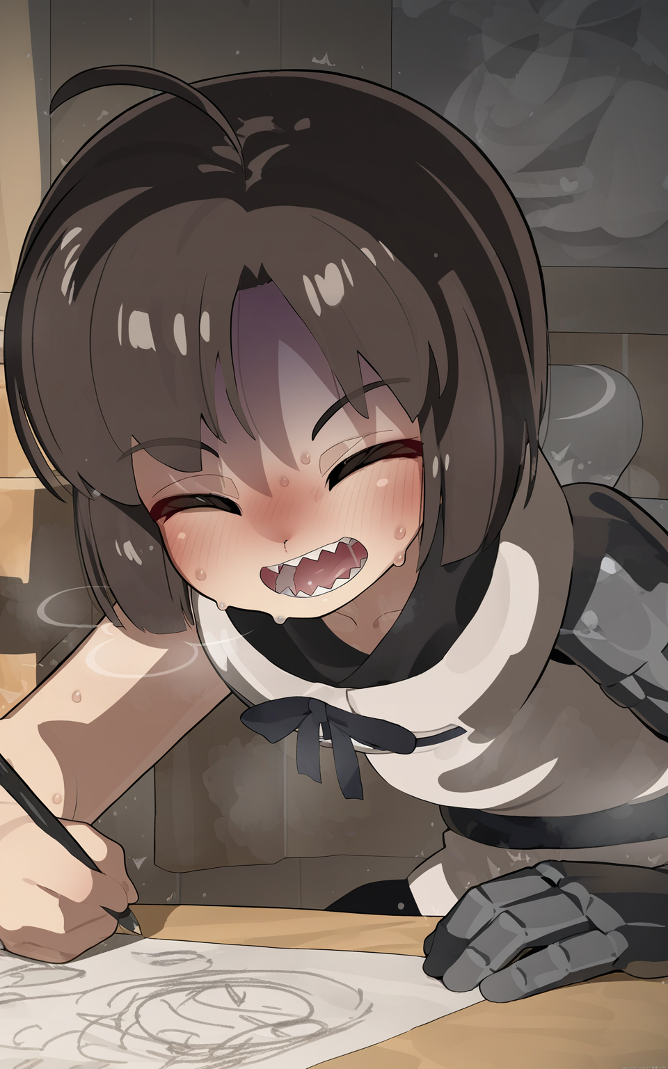masterpiece, best quality, absurdres, highres, very awa,
<lora:Mizumizuni v1 - NoobAI 1.0 V-Pred:1>
mizumizuni
,chibi only,sharp teeth,teeth,single mechanical arm,mechanical arms,1boy,closed eyes,drawing \(object\),girls&