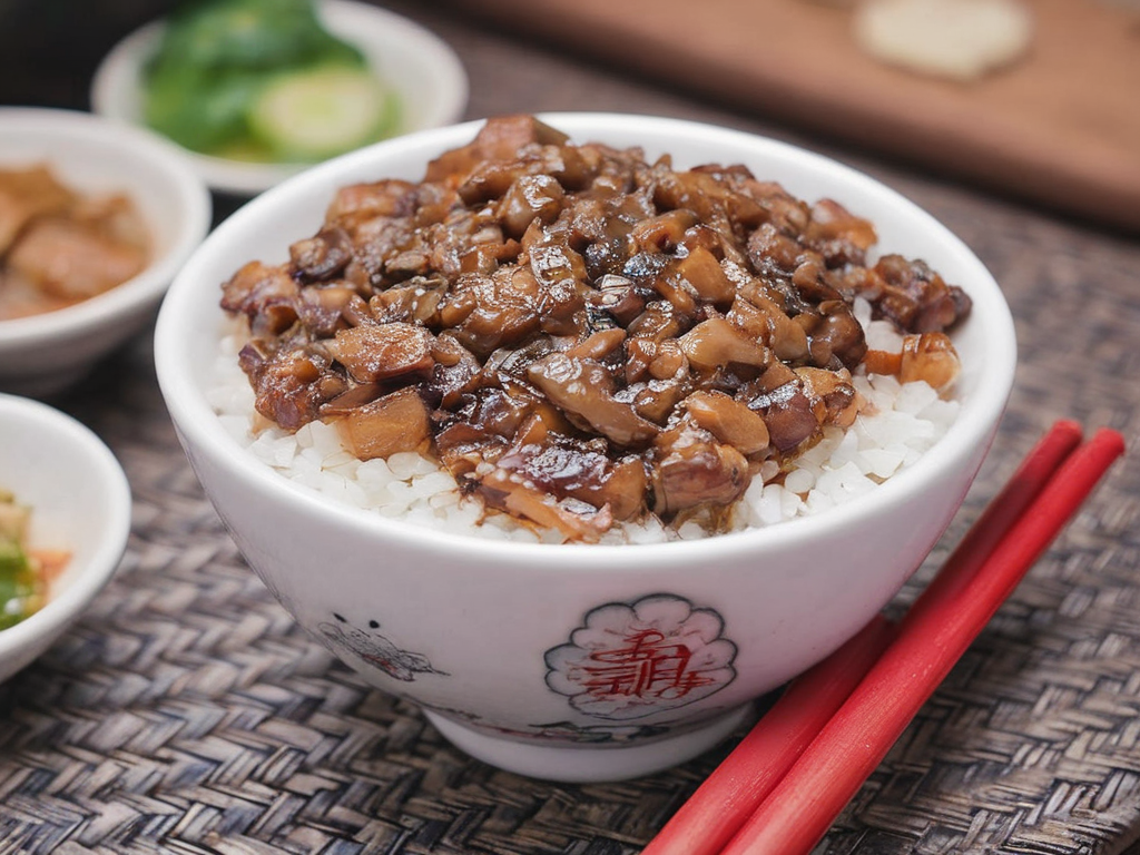 A close-up shot of a bowl of delicious Robabon Rice, a popular dish in Asian cuisine. The rice is cooked to perfection, with each grain separate and fluffy. It's topped with a variety of colorful vegetables and meat, creating a vibrant and appetizing display. The bowl is placed on a rustic wooden table, with a pair of chopsticks resting on the side. The scene is set in a homey kitchen environment, with blurred background elements that suggest a warm, everyday setting. The lighting should be natural and soft, highlighting the appetizing qualities of the Robabon Rice and the cozy atmosphere of the setting, <lora:robabon2:0.75>