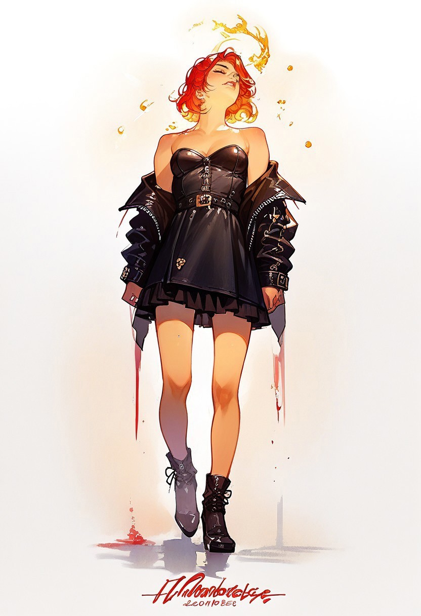 safe_pos, score_9, score_8_up, score_7_up, score_6_up, Expressiveh, bdsm, white background, black overline,  expressive face, golden hour lighting, volumetric lighting, vivid colours, Expressiveh, g0thicPXL, full body shot at angle, Watercolor, adult,norman rockwell style,HC, 

tThere's a fire in the city of pictures, Leaving nothing but ashes below, It's only forever for a day, Tomorrow is burning away, Burn away,