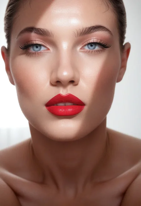 score_9, score_8_up, score_7_up, score_6_up,
l1ght0nf4c3, lightonface, Light on Face, 1girl, solo, blue eyes, simple background, white background, teeth, lips, grey eyes, eyelashes, makeup, shadow, sunlight, lipstick, portrait, close-up, realistic, red lips