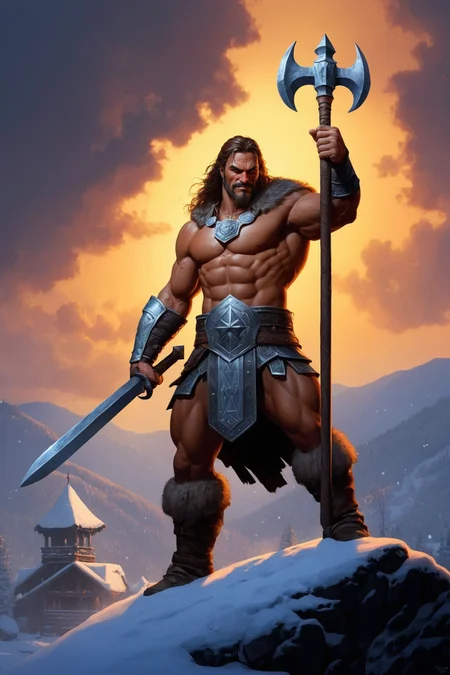 by Andrew Ferez and Igor Zenin and Phil Koch in the style of Sam Spratt and Patrick Woodroffe, <lora:watercolor_v1_sdxl:0.90> , barbarian