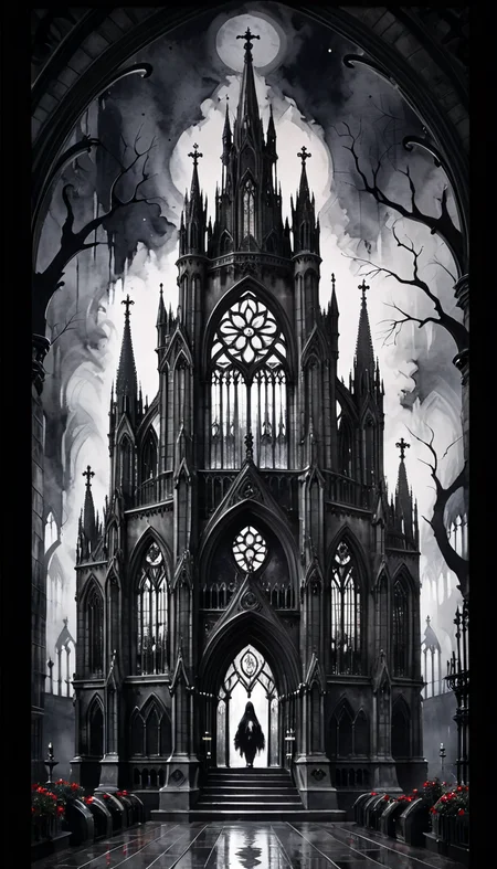 positiv Clip L:
(Create a Gothic-style artwork featuring a dark cathedral)  (Cute and fluffy anime style)     ,   
positiv Clip G:
watercolor painting  . vibrant, beautiful, painterly, detailed, textural, artistic, Ink Dripping Drawing, ink drawing, dripping ink, Japanese Ink Drawing, ink drawing, inkwash, Japanese Ink Drawing (Create a Gothic-style artwork featuring a dark cathedral)  (Cute and fluffy anime style)     ,