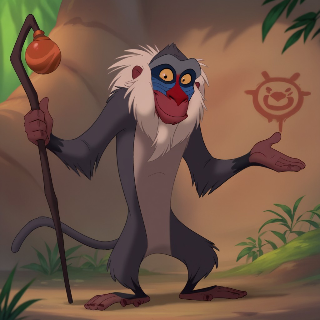 score_9, score_8_up, score_7_up, score_6_up, score_5_up, score_4_up, source_furry, rafikiLK, semi-anthro, male, primate, monkey, grey fur, white hair, black eyes, yellow sclera, outside, standing, holding staff, looking at viewer, detailed eyes, <lora:772754ff-6009-4167-ac9a-a12ab32f1f26:0.7>