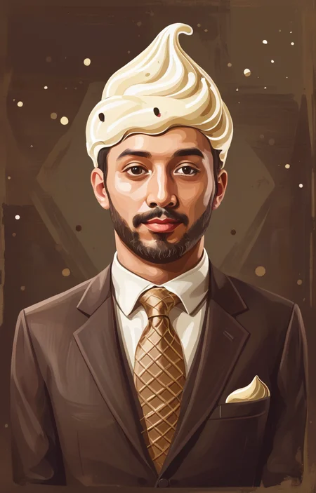masterpiece,best quality,<lora:tbh14-sdxl:0.9>,illustration,ice cream portrait of noble man