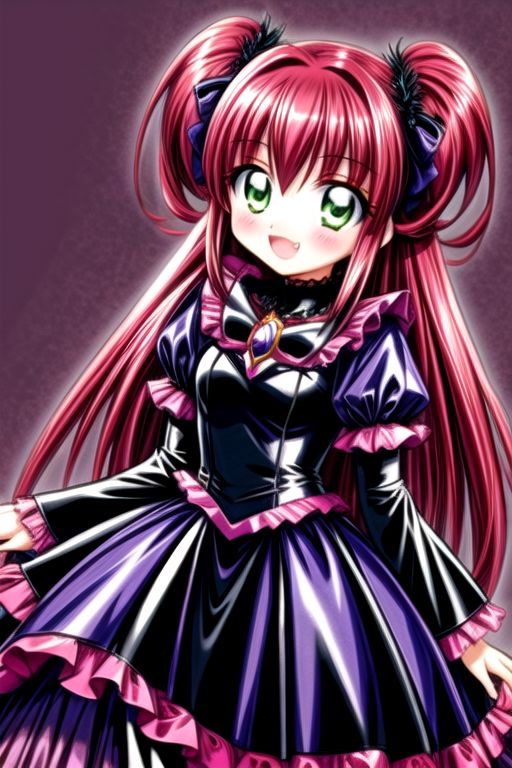 Bad_End_Precure, DarkPrecure, corrupted princess wearing dark pastel (ruffled:1) (gleaming latex:1) gown with (latex vampire cloak:1) and (detached frilly wide sleeves:1), soft lighting, ruffles, (cute little fang:1)
(vmpr:1),
<lora:more_details:1>,