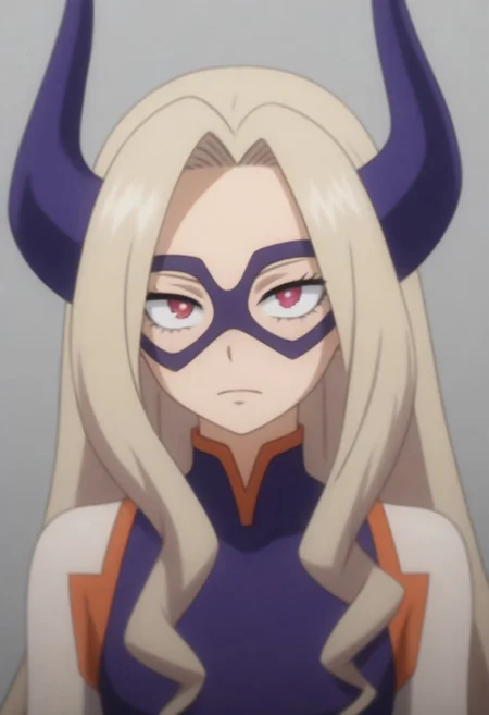 source_anime, anime screencap, source_anime, auratheguillotine, anime screencap, masterpiece, source_anime, shiny skin,1girl, solo, mt l4dy, blonde hair, long hair, domino mask, horns, red eyes, bodysuit,