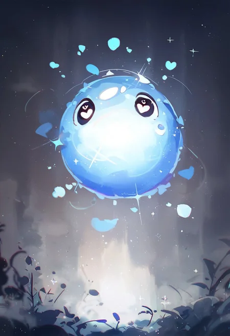 (Office), warm lighting, score_9, score_8_up, score_7_up, score_6_up, fog,
blue sphere
io
cube
black eyes
full body symbol-shaped pupils, sparkle, standing, heart-shaped pupils, looking up, light particles, solo, bug, no humans