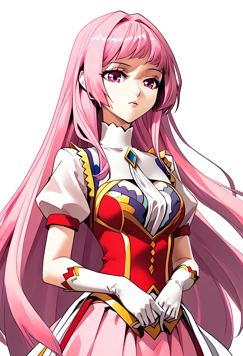 masterpiece, best quality, white background
BREAK
cowboy shot, upper body,
纳兰嫣然, 1girl, pink hair, twintails, long hair, pink eyes, solo, white gloves, pink skirt, medium breasts