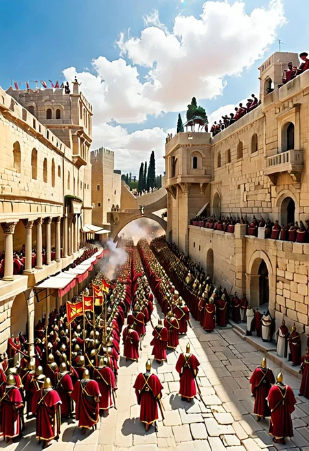 Triumphant procession of the legions of the Roman Empire through Jerusalem