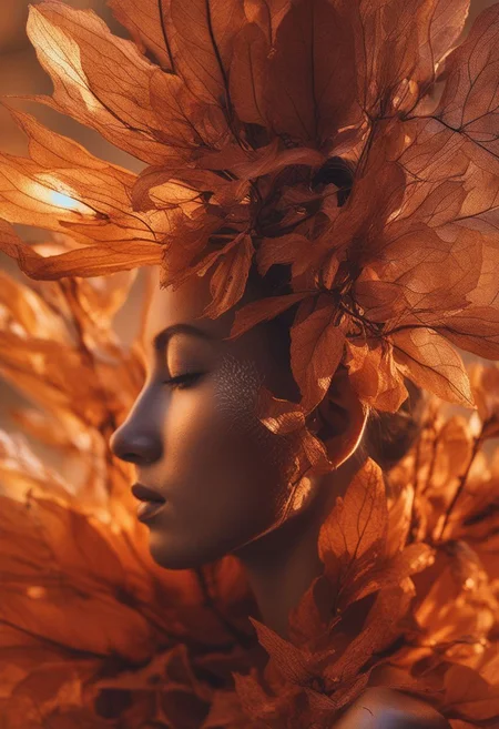 (Soft Lighting Photography by Mimoza Veliu and Mario Giacomelli:1.2), Miki Asai Macro photography, close-up:0.7, hyper detailed, Fantasy style
BREAK
 {{{flame dress}}}, close-up 4k photo of a vegetable living creature
BREAK 
pulitzer shot, high resolution, natural light is warm in early spring at sunset, comes through a dusty window, sharp shot on face