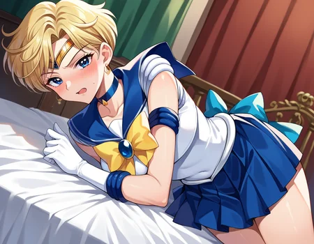 score_9, score_8_up, score_7_up, source_anime,
sailoruranus, <lora:sailor-uranus-ponyxl-lora-nochekaiser:1>
sailor uranus, blonde hair, blue eyes, parted bangs, short hair, very short hair,
back bow, blue bow, blue choker, blue gemstone, blue sailor collar, blue skirt, bow, bowtie, choker, circlet, earrings, elbow gloves, gem, gloves, jewelry, miniskirt, pleated skirt, sailor collar, shirt, short sleeves, skirt, white gloves, white shirt, yellow bow, yellow bowtie,
indoors, bed, bed room, on side, blush, drunk,
looking at viewer, cowboy shot, dutch angle,