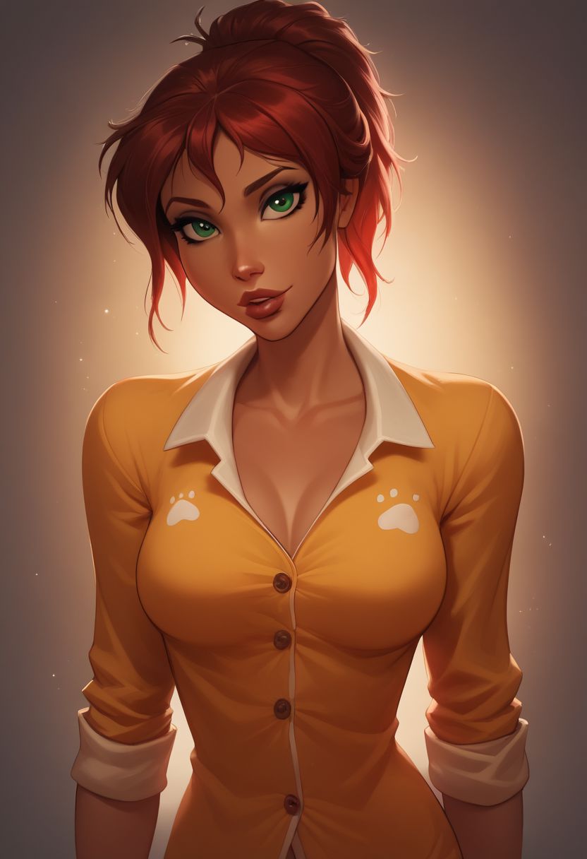 score_9, score_8_up, score_8, 
JanePorterXLP, pajamas, moody lighting,
 1girl, sexy girl, solo,38 years old, hair in messy ponytail, green eyes, red hair,
 ( perky (medium breasts)), (full juicy lips), 
 tan, 
aroused,sunshine, 
eye contact, looking seductively at viewer, 
full color