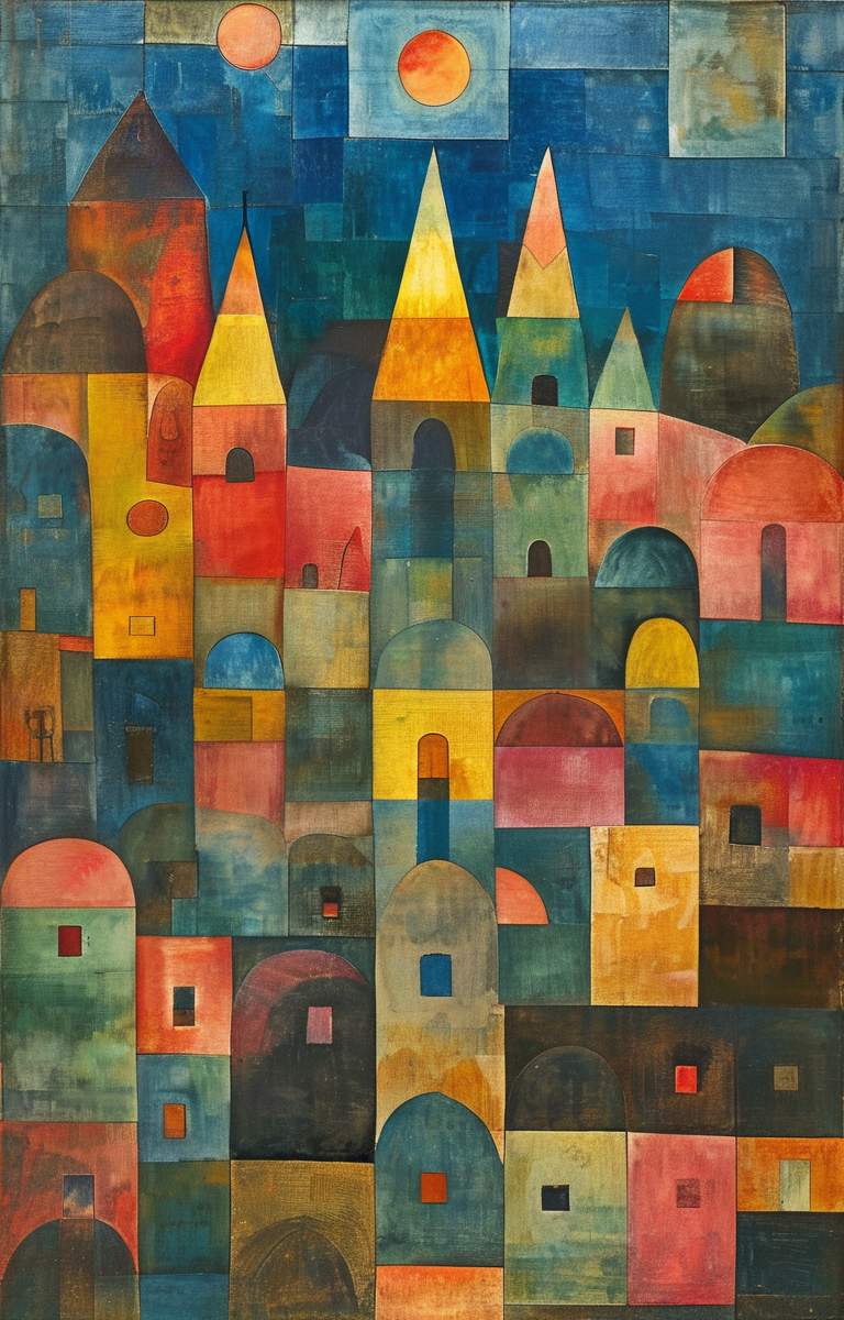 masterpiece,best quality,<lora:tbh325-sdxl:0.9>,illustration,style of Paul Klee, animals