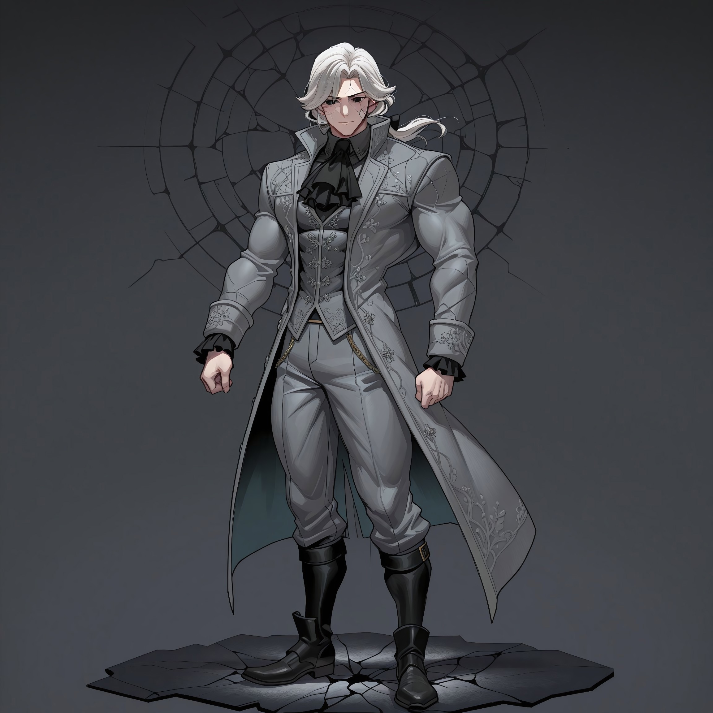 safe_pos, safe_pos, score_9, score_8_up, score_7_up, score_6_up, score_5_up, score_4_up, high quality, (handsome), (detailed eyes), (detailed face), full body, ((perfect face)), master piece, best high quality, ultra details, intricate details, male focus, detailed body, detailed background, perfect anatomy, masterpiece, high quality, best quality, amazing quality, very aesthetic,, absurdres, ((husk form)), shattered photo frame, IDV_Joseph standing in the snow, dark atmosphere, ((((cracked face)))), black eyes, long white hair, gray coat, suyohara_style, bara, muscular, muscular male, tight clothes ((large muscles)), (muscular), ((handsome)), 0ld5h3p