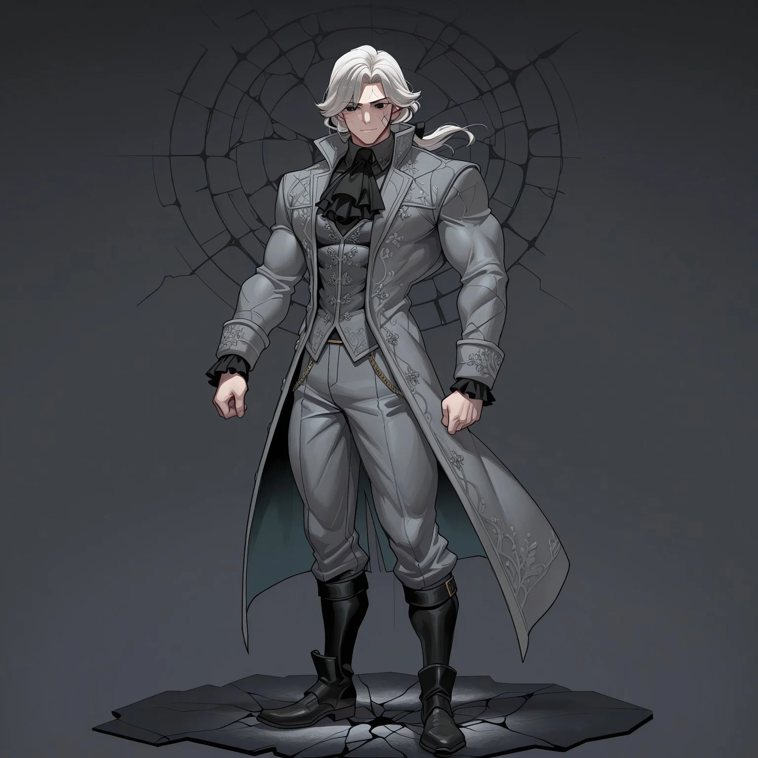 safe_pos, safe_pos, score_9, score_8_up, score_7_up, score_6_up, score_5_up, score_4_up, high quality, (handsome), (detailed eyes), (detailed face), full body, ((perfect face)), master piece, best high quality, ultra details, intricate details, male focus, detailed body, detailed background, perfect anatomy, masterpiece, high quality, best quality, amazing quality, very aesthetic,, absurdres, ((husk form)), shattered photo frame, IDV_Joseph standing in the snow, dark atmosphere, ((((cracked face)))), black eyes, long white hair, gray coat, suyohara_style, bara, muscular, muscular male, tight clothes ((large muscles)), (muscular), ((handsome)), 0ld5h3p