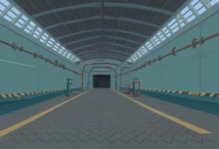 best quality, masterpiece, amazing quality, very aesthetic, absurdres,
indoors, no humans, factory, metal, chains