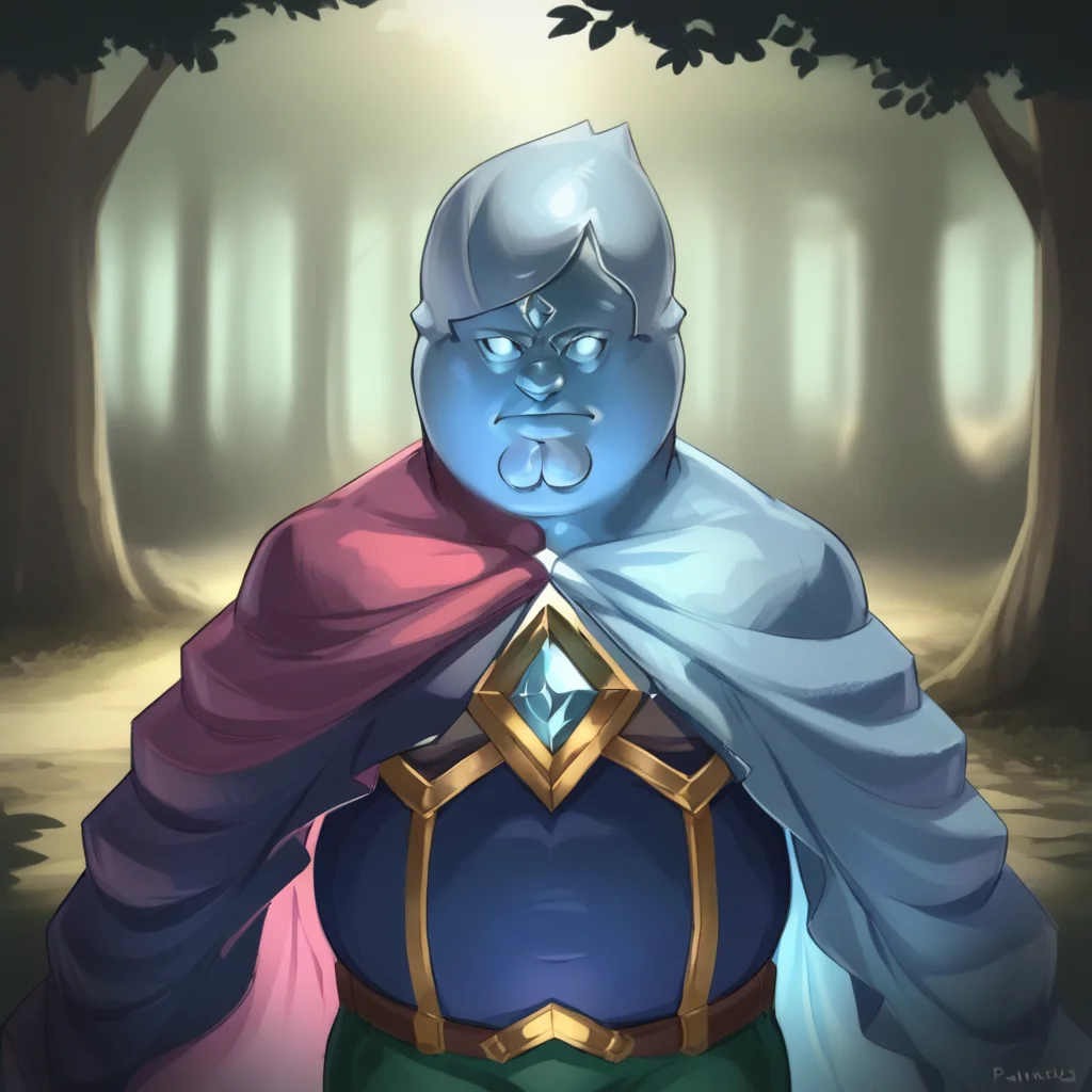 score_8_up, BREAK, 1boy, solo, Peter Griffin, <lora:PeterGriffin_iamkowai_PXL_Leaf1:1> , fi, blue skin, cape,<lora:FI_SkywardSword_XL_Leaf1v3:1>, forest, blurry background,