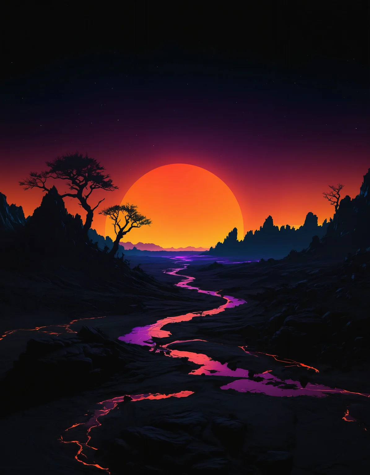 an otherworldly landscape in the style of neon silhouette contrast,
<lora:xl_more_art-full_v1:0.5> <lora:- SDXL - vanta-black_contrast_V3.0:0.4> <lora:SDXL_black_and_color_Sa_May:0.5> dark, black and color <lora:sss:0.7> sss