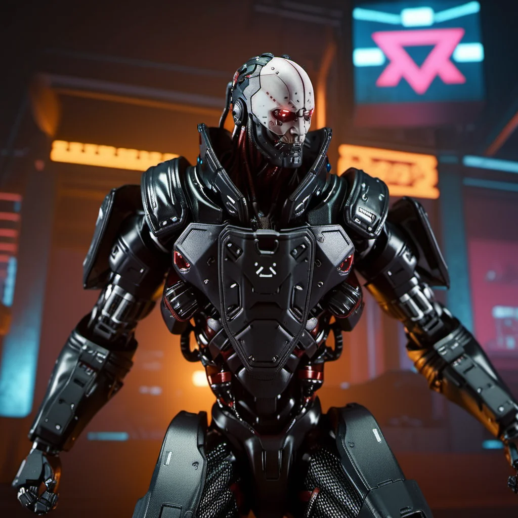 AdamSmasher1024, a robot, full body, fighting pose, cyberpunk background, highly detailed, photography, ultra sharp, film, bokeh, professional, 64k <lora:AdamSmasher1024-000375:0.7>
