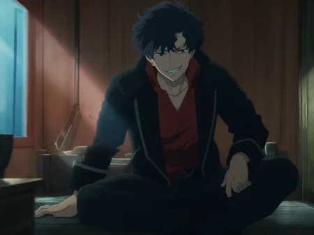 lazarusaxel, best quality, amazing quality, masterpiece, anime, 1boy, smirk, confidence,