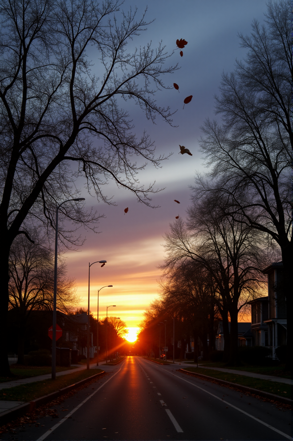 The sun sinks below the horizon, casting a dim, golden glow that lingers for a moment before surrendering to the night. The sky, once vibrant, fades into muted blues and purples, its brilliance slipping away like a memory too fragile to hold onto. The wind moves through the empty streets, stirring fallen leaves that drift without purpose. There is no urgency, no destinationâonly the slow unraveling of another day lost to time. As darkness settles in, the weight of melancholic solitude fills the spaces where light once touched, stretching endlessly into the quiet.
<lora:melancholic-solitude-flux:1>