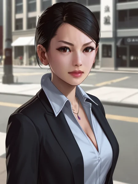 score_9, score_8_up,score_7_up,1girl, <lora:Sayama_Kaoru:1>sayama kaoru,cleavage, on the street, upper body,