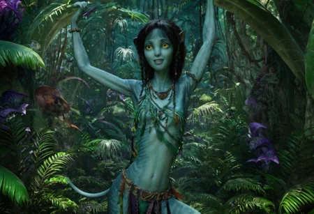 Kiri is posing for portrait, along in jungle, closeup, [[[[[big eyes wide open]]]]], full body, wide heavy necklace with thick pieces, SK_CINEMATIC