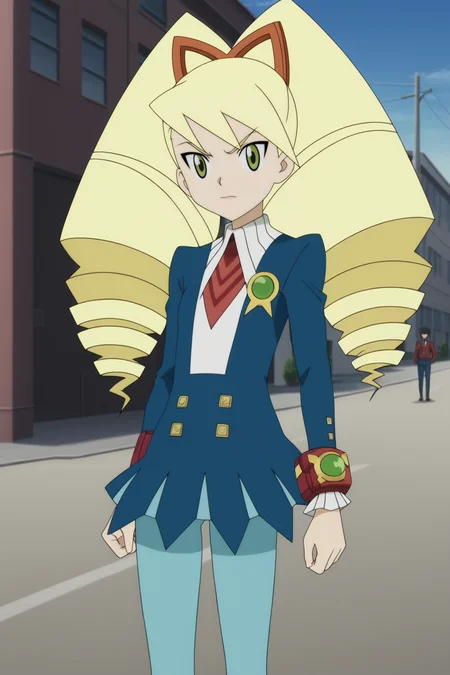 score_9, score_8_up, score_7_up, source anime, prefect lighting, very aesthetic, BREAK, anime coloring, anime screencap,
<lora:luna_platz_mega_man_v1-pony6:1>,1girl, luna platz \(mega man\), mega man star force \(series\), green eyes, blonde hair, twin drills,
echo ridge school uniform, dress, blue pantyhose,
BREAK, looking at viewer, jump, frustrated,
BREAK,