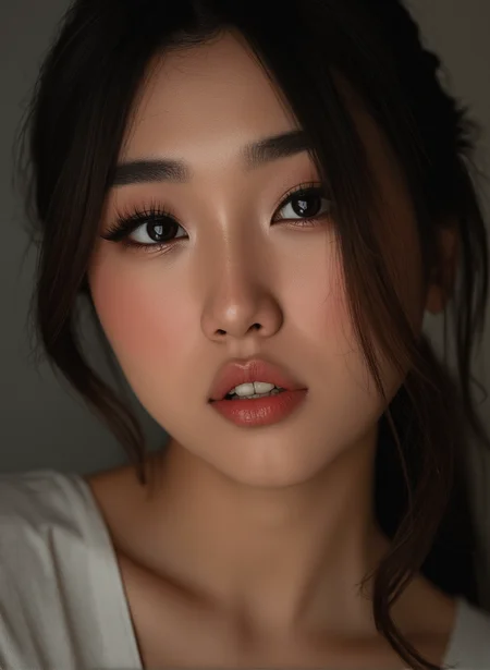 CerysMixer, ultra high definition and ultra realistic photo of a gorgeous young woman modeling. Incredibly detailed zoomed in professional photo of her face.
