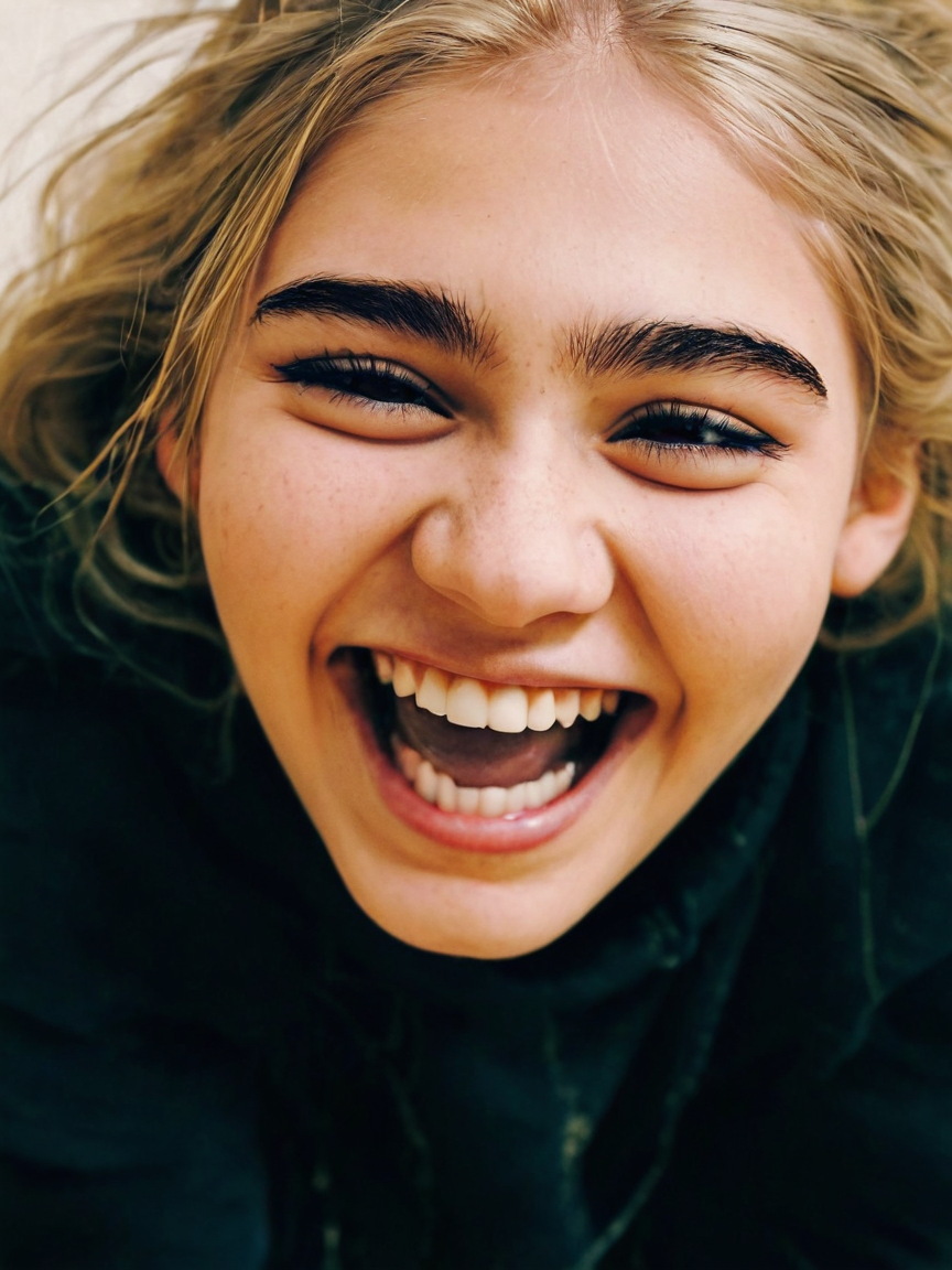 Cinematic fashion photograph  Rebekka_Larsson_P_MXAI_SDXL close up shot, laughing expression       Rebekka_Larsson_P_MXAI_SDXL