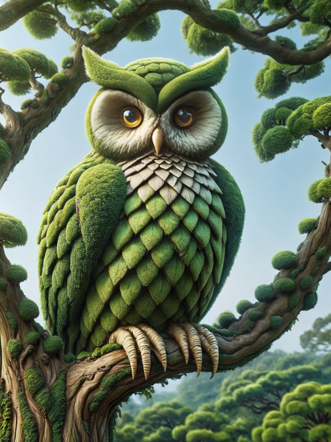 A wise ais-hdgrw owl, eyes gleaming, sits atop a sculpted branch of a majestic oak. <lora:ais-hdgrw-sdxl:1>