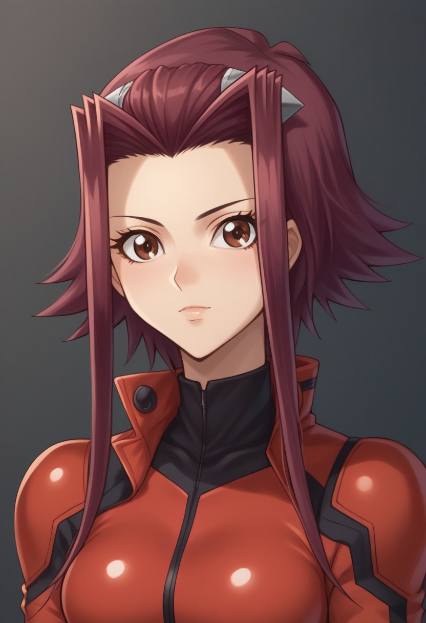 score_9, score_8_up, score_7_up, source_anime, highly detailed, 
akiza, 1girl, solo, bodysuit, brown eyes, red hair, red bodysuit,
upper body, biker clothes, bikesuit, standing, looking at viewer, medium breasts, short hair with long locks,
indoor