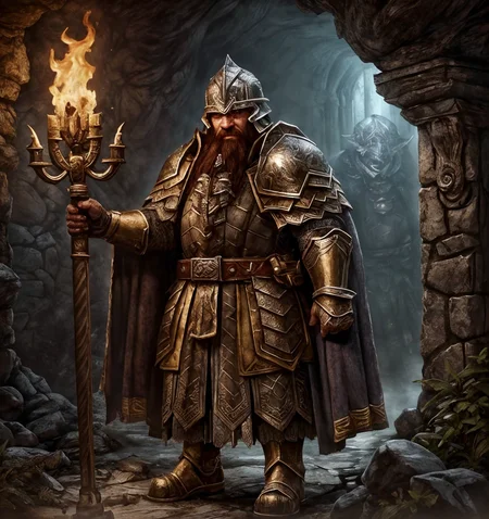 RAW photo, (masterpiece:1.3), subsurface scattering, heavy shadow, (high quality:1.4), (intricate, high detail:1.2), professional photography, HDR, High Dynamic Range, realistic, ultra realistic, photorealistic, high resolution, film photography, ambient lighting, atmospheric effects, <lora:detail_slider_v4:2>, OverallDetail, a dwarf, long beard, wearing intricate armor, DwarAr, <lora:DwarvenArmor:0.68>, belt, blue cape, helmet, in an underground hall with a dwarven forge and furnace, fire, lava, smithy, DwaRe, <lora:DwarvenRealms-10:0.5>, in the style of warhammer fantasy dwarves, ((perfect hands)), epiCPhoto