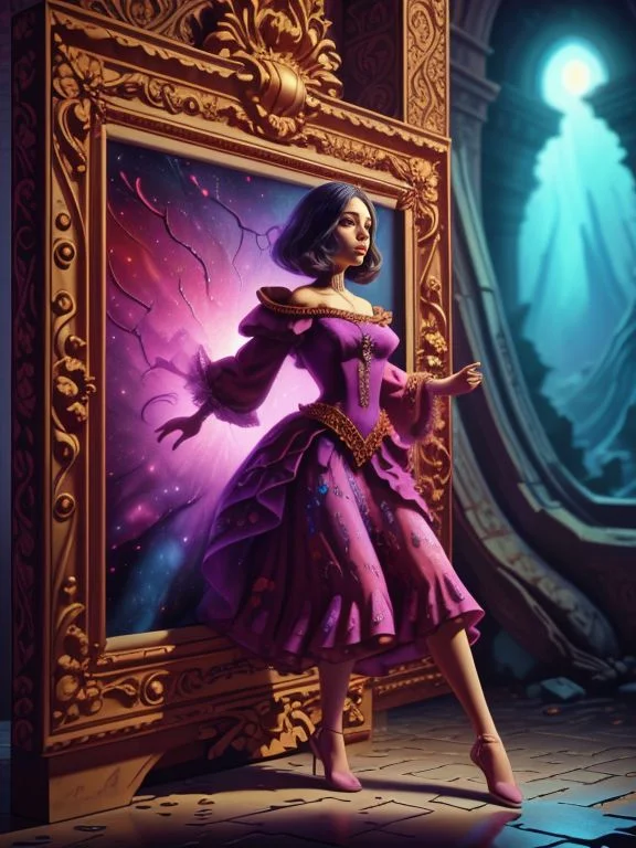 <lora:XenoTALES-OutOfScreen:1> XD-Scene, Dawn of the Living Artforms,
OutOfScreen,
Kate_McFey,
(oil painting), walking, Psychedelic, (pixel explosion:0.8),