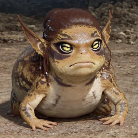masterpiece, best quality, newest, absurdres, highres, anime, anime style,
1girl, GIV1.0-IL-Lae, lae'zel, gith_(d&d), pointy ears, slit pupils, colored skin, GIV1.0-IL, gith_(d&d), pointy ears, slit pupils, colored skin,
DRFTPFV1.0, frog, desert rain frog, african rain frog, animal, animal Focus,