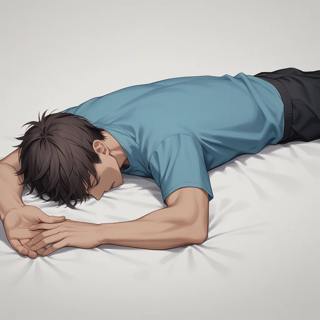 score_9, score_8_up, score_7_up, score_6_up, score_5_up, score_4_up, zPDXL2,source_anime,rating_questionable, 1boy, on stomach, unconscious, <lora:Slack__Ragdoll_Pose:0.8> sl4ck, lying,