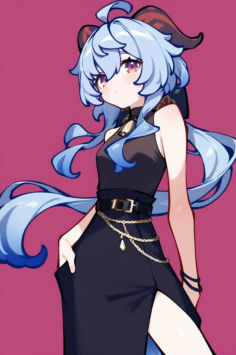 1girl,solo,simple background,fashion,stylish_pose,ganyu \(genshin impact\),,,<lora:HCQ@S-000020:1>, masterpiece, best quality, very aesthetic, absurdres