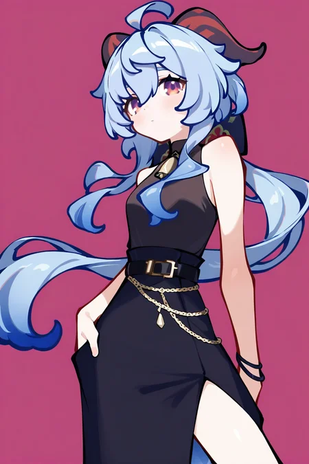 1girl,solo,simple background,fashion,stylish_pose,ganyu \(genshin impact\),,,<lora:HCQ@S-000020:1>, masterpiece, best quality, very aesthetic, absurdres