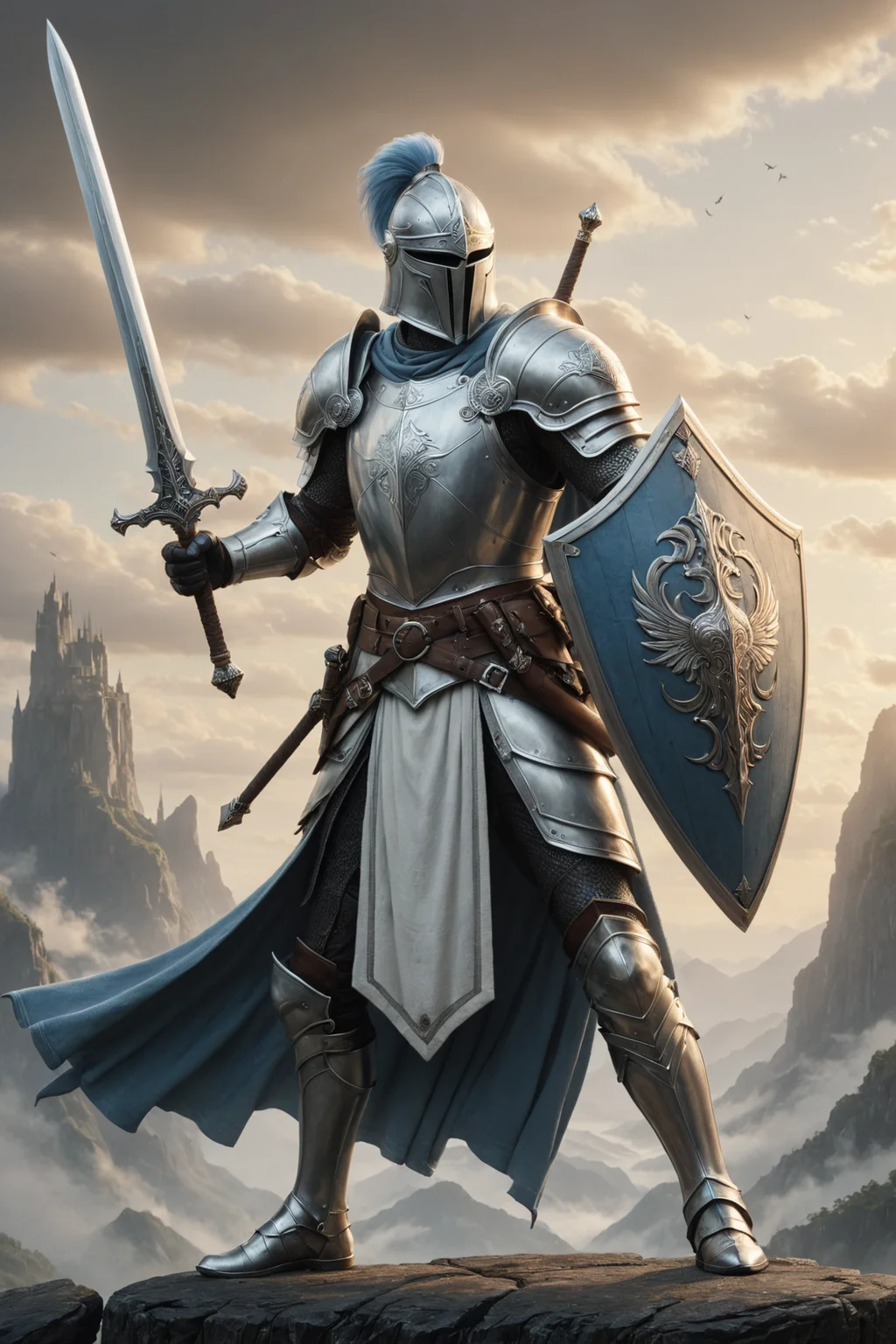 by JennyBird Alcantara and Brian Mashburn, pastel drawing <lora:pastel_drawing:1.00> , cinematic photo <lora:juggernaut_cinematic:1.00> _ , character, sword and shield <lora:sword_and_shield:0.45>