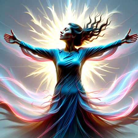 3l3ctr0 woman with raised arms