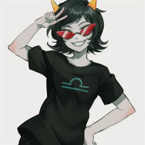 <lora:terezi-20:0.8> terezi, 1girl, grin, red-tinted eyewear, looking at viewer