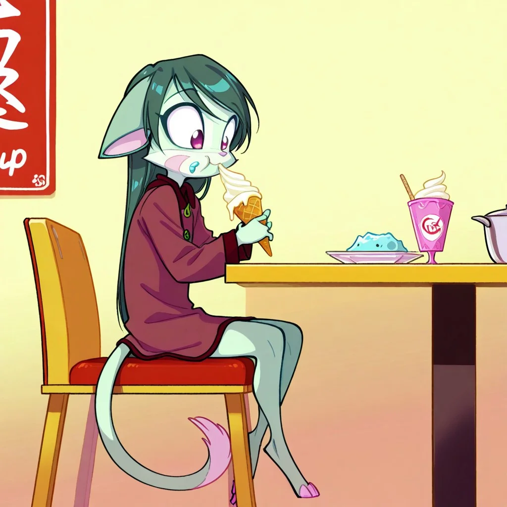 score_9, score_8_up, score_7_up,lilith_calah,
1girl,solo,furry,tail,dark green hair, source_furry,
,<lora:lilith_calah_illustrious:0.8>,
masterpiece, child, kid,
restaurant, sitting at table, eating ice cream, ice cream on cheek, adorable