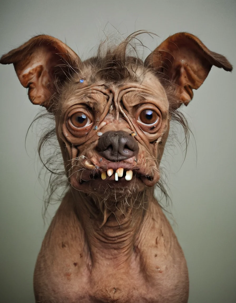 uglylora, 1dog, solo, portrait, ugly