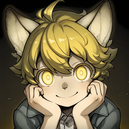 masterpiece, best quality, (absurdres), (highest quality), amazing quality, very aesthetic, no humans,
BREAK, <lora:Malt_Marzipan:1>, malt marzipan, fuga: melodies of steel, young male, 1boy, animal ears, yellow eyes, blonde hair, glowing eyes,
BREAK, suspenders, jacket, shirt,
BREAK, solo, hands on cheeks, head tilt, wide eyes, smile, closed mouth, (close-up), looking at viewer, stare, love, hearts