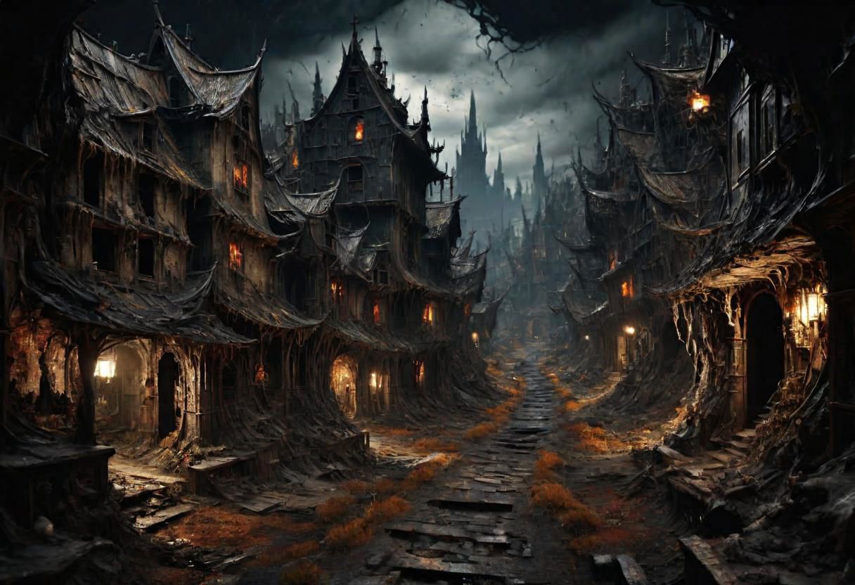 EdobHorrorLandscape,
ghst-3000, OverallDetail,
A landscape of a curse village in europe,
hopeless, nightmare, broken lights, dark ambiant,
HDR, HD textures, intricated details, 8k,
